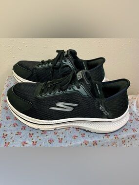 Skechers Women’s Black and White Slip-On Athletic Sneakers